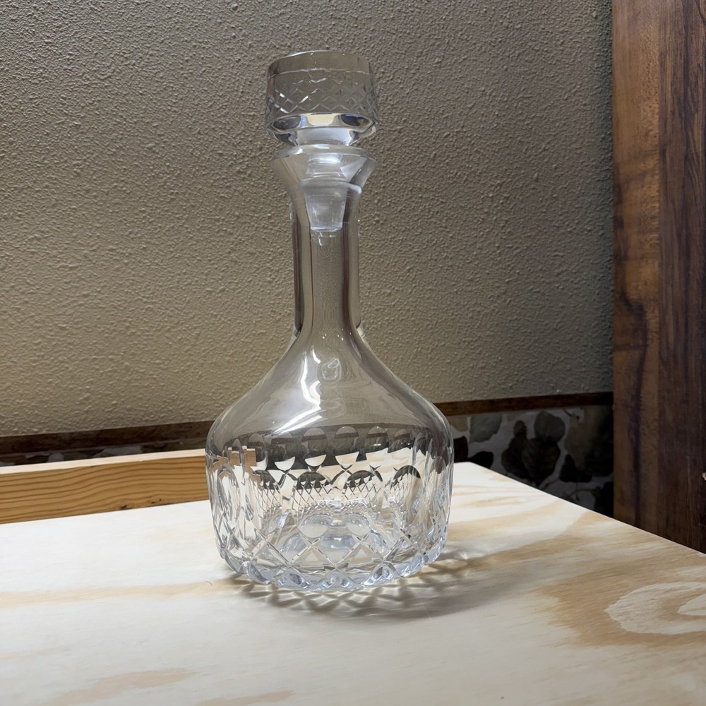 Crystal Decanter Vintage 11" x 5.5"  Lismore Style with Cut Stopper
